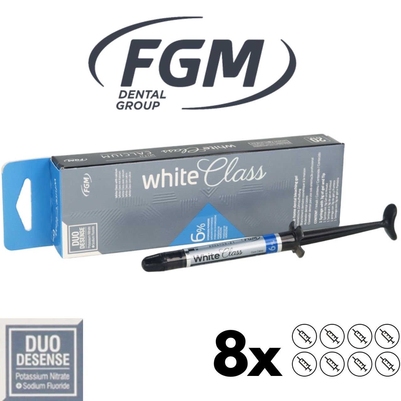 White Class 6% HP FGM whitening gel 8x 3ml