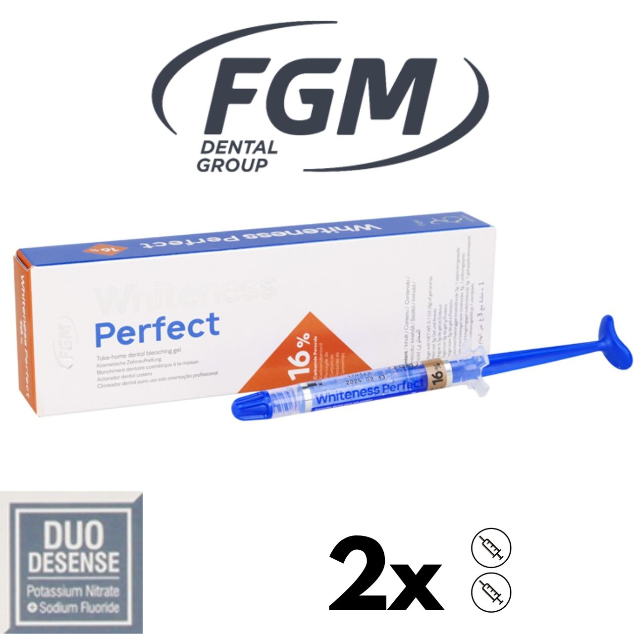 Whiteness Perfect 16% CP FGM whitening gels 2x 3ml