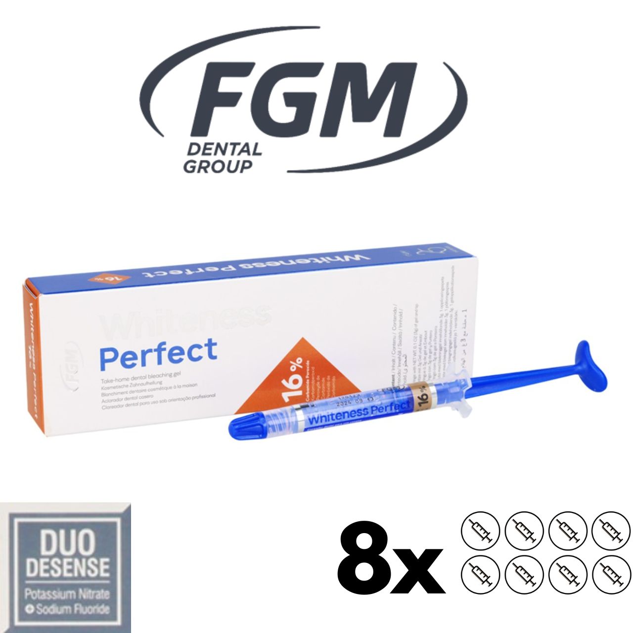 Whiteness Perfect 16% CP FGM whitening gels 8x 3ml