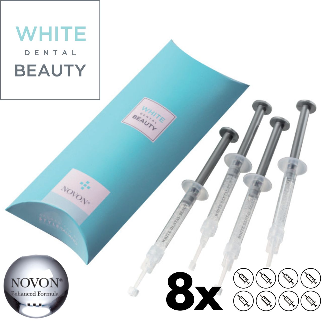 White Dental Beauty 16% CP teeth whitening gels x8