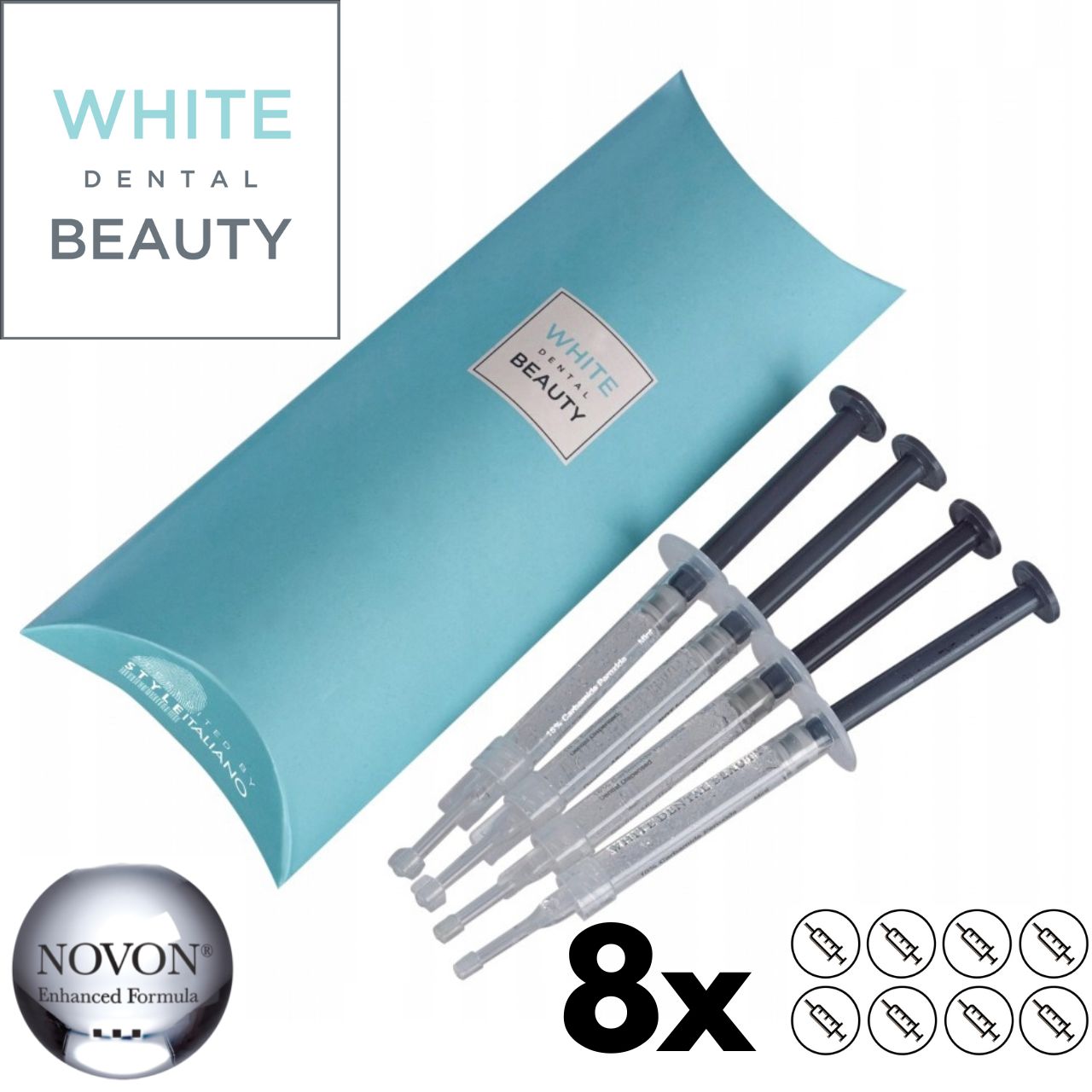 White Dental Beauty 6% HP teeth whitening gels x8